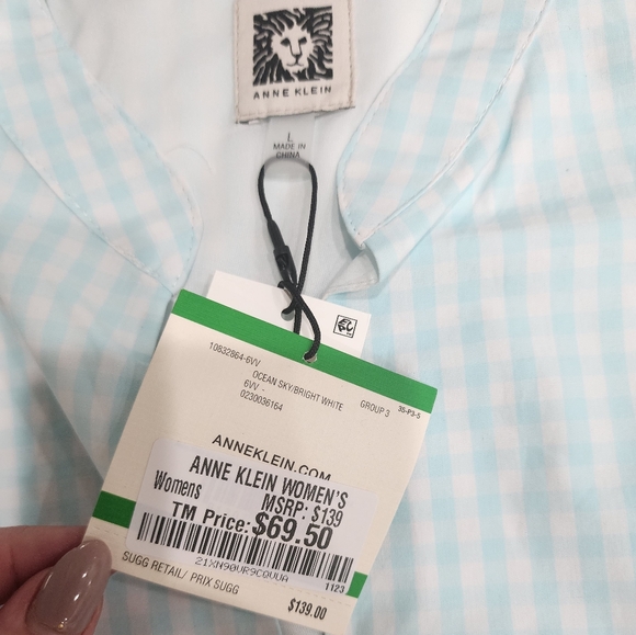 ANNE KLEIN,  NEW WITH TAGS,  Blue& White Gingham sleveless Midi dress. - Picture 10 of 16